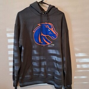 Jerzees Boise State Broncos Hoodie Gray Blue Orange Logo Sweatshirt Large